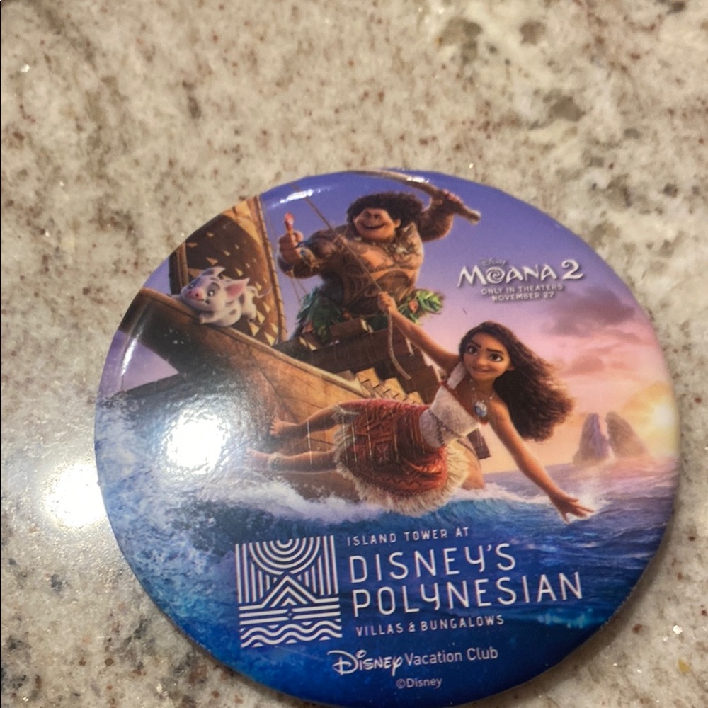 Disney Moana 2 Disney Polynesian DVC button pin about 3 inches.